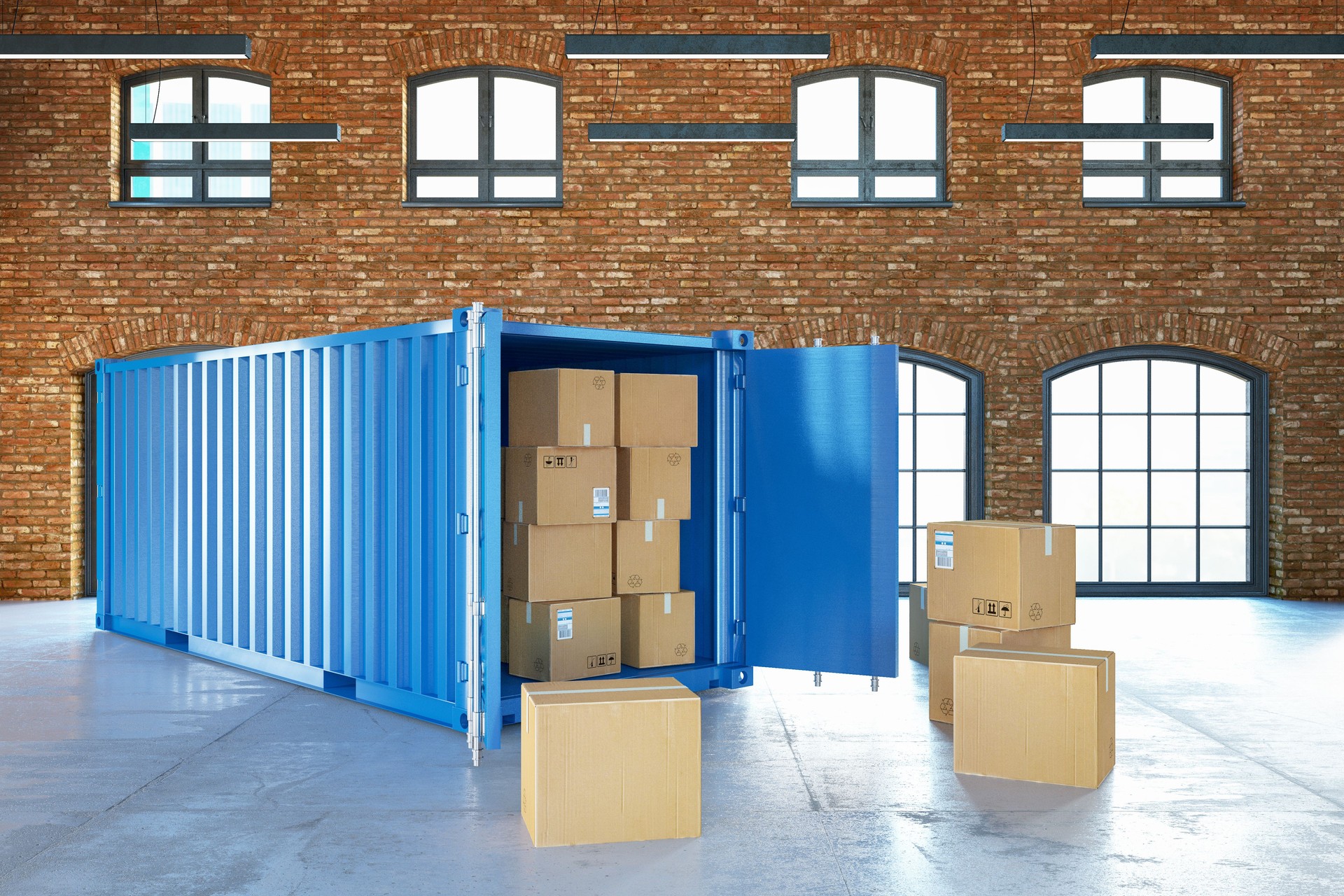 Concept de transport d’entrepôt et de logistique avec conteneur d’expédition